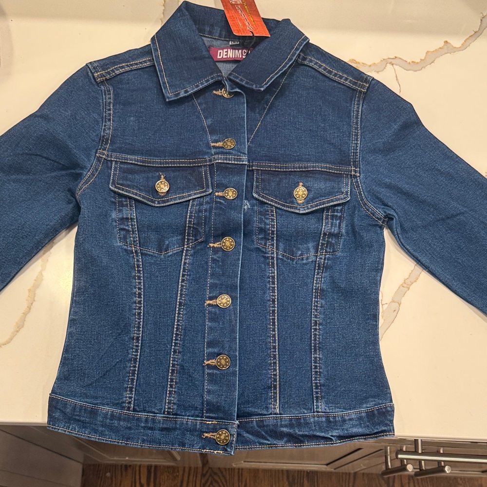 Denim Co Classic Blue Jacket with Gold Accents